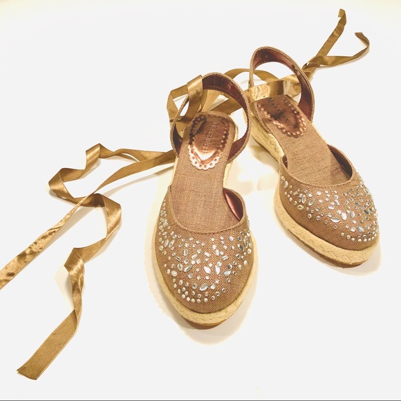 🆕 NWT Sparkler Satin-Laced Espadrilles, in Brown - Picture 7 of 8